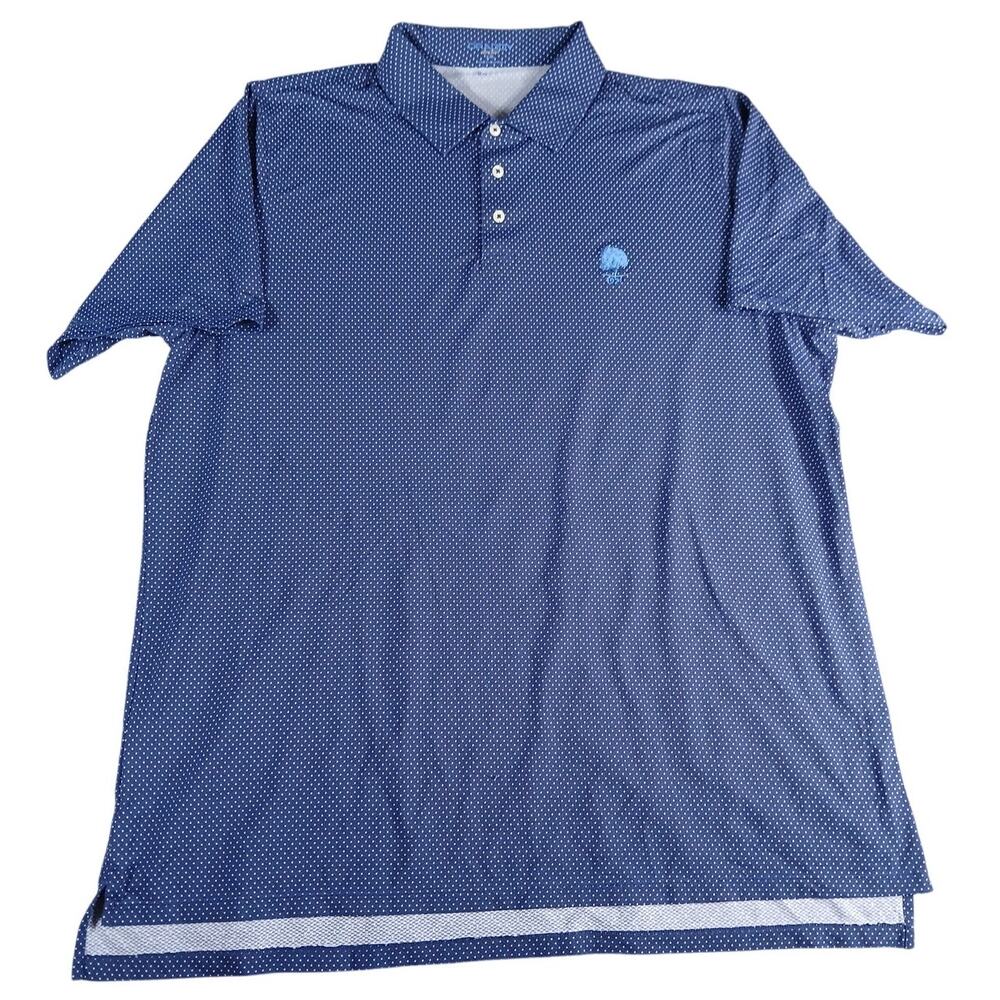 Draddy Sport Golf Polo Shirt Mens XXL 2XL Blue Performance Polka Dot 1921 Button